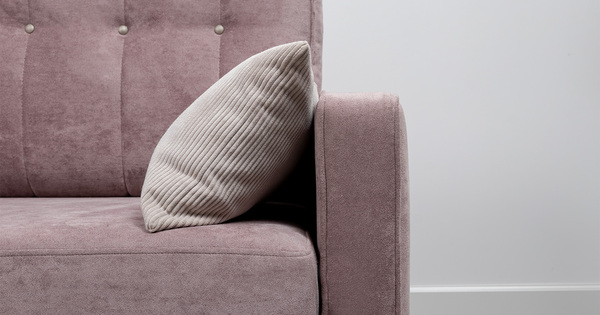 Диван-кровать угловой Арно ТД 567 велюр Лаки 17 пепел розы, Vertical 910 молочно-серый, сборка на любую сторону