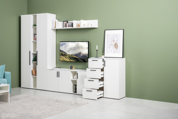 Прихожая Эйр композиция 2 белый PE шагрень, собирается на любую сторону