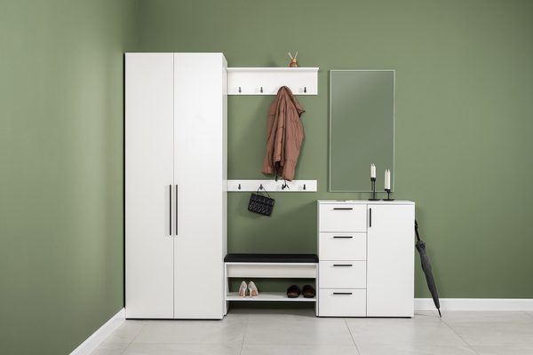 Зеркало навесное Эйр 17.13 белый РЕ шагрень, вертикальное и горизонтальное навешивание