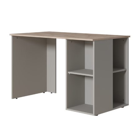 Стол письменный Лайт 12.163 серый шифер, дуб белый exclusive OW D4430, сборка на любую сторону, два варианта сборки тумбы