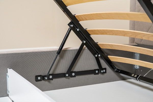 Кровать Марион 140 велюр OCEAN 005 темно-бежевый с ортопедическим основанием и подъемным механизмом (спальное место 140 х 200)