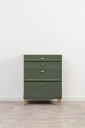 Комод Марион 16.249 дымчатый зеленый K521, олива шагрень AG 1050 ПВХ, белый PE шагрень