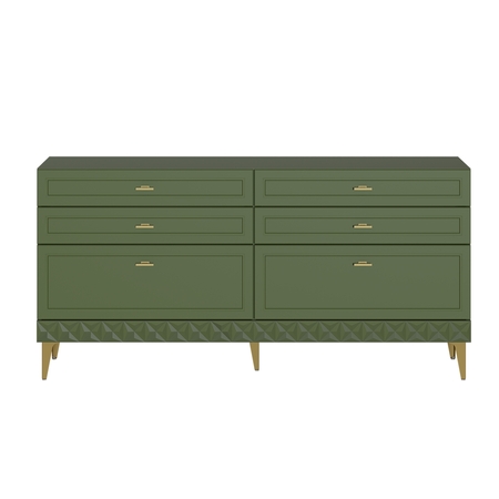 Комод Марион 16.256 дымчатый зеленый K521, олива шагрень AG 1050 ПВХ, белый PE шагрень