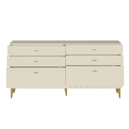 Комод Марион 16.256 Слоновая кость С341 PE, Слоновая кость 6898 ПВХ, Белый PE шагрень