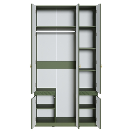 Шкаф для одежды Марион 16.340.03 дымчатый зеленый K521, олива шагрень AG 1050 ПВХ (собирается на любую сторону)