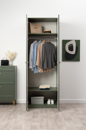 Шкаф двустворчатый Марион 16.340.02 дымчатый зеленый K521, олива шагрень AG 1050 ПВХ