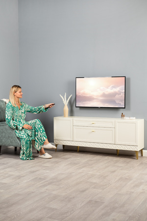 Гостиная Марион композиция 1 слоновая кость С341 PE, слоновая кость 6898 ПВХ, белый PE шагрень (собирается на любую сторону)