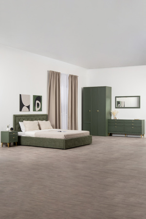 Тумба прикроватная Марион 16.14 дымчатый зеленый K521, олива шагрень AG 1050 ПВХ, белый PE шагрень