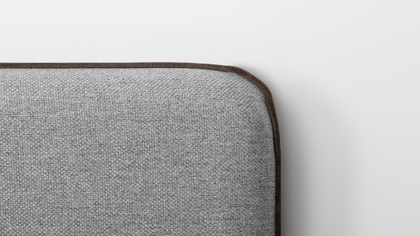 Кровать Миа 180 рогожка серый, кант желтовато-коричневый с ортопедическим основанием и подъемным механизмом