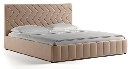 Кровать Милана 180 велюр бежевый кофейный с ортопедическим основанием и подъемным механизмом