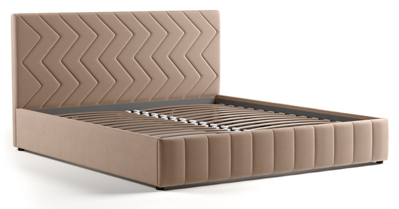 Кровать Милана 180 велюр бежевый кофейный с ортопедическим основанием и подъемным механизмом