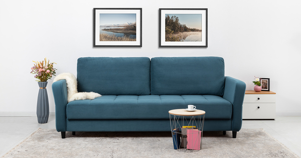 Диван-кровать прямой Невада ТД 572 велюр Vendetta 25 синий деним