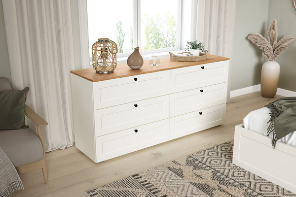 Комод Остин 16.240 белый PE шагрень, дуб вотан, белый РЕ шагрень ПВХ