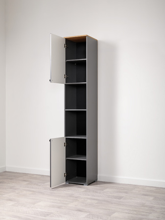 Стеллаж Остин 16.427 серый графит 0162 РЕ, дуб золотой CRAFT, графит ZB 856-2 ПВХ, сборка на любую сторону