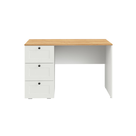 Стол письменный Остин 12.159 белый PE шагрень, дуб золотой CRAFT, белая шагрень 4101 ПВХ, сборка на любую сторону