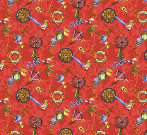 Детское кресло без подлокотников Логика обивка ткань саржа Т45 штурвалы на красном, крестовина пластик, без качания