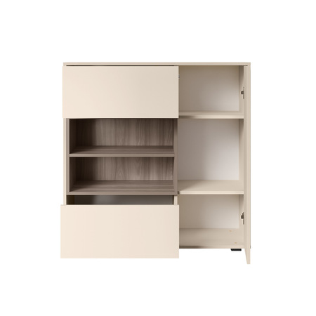 Комод Тайл 16.236 сатин 7045 SU, эмили блаш U9135, белый PE шагрень, собирается на любую сторону