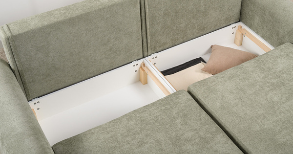 Диван-кровать прямой Тэдди 1503 композиция 1, букле Pique 007 оливковый, модульная система