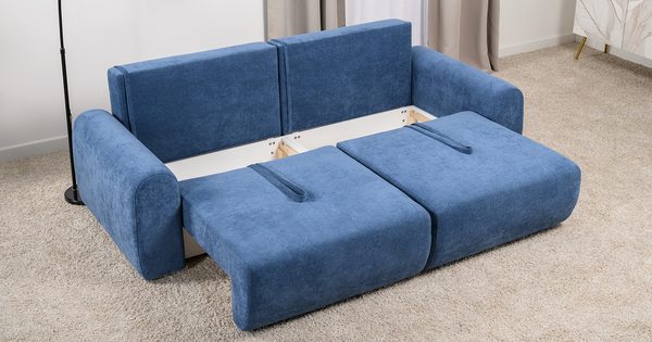 Диван-кровать прямой Тэдди 1504 композиция 1, букле Pique 009 синий, модульная система