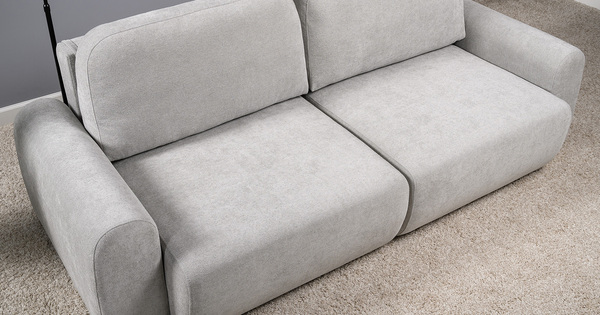 Диван-кровать прямой Тэдди 1506 композиция 1, букле Pique 011 серый, модульная система